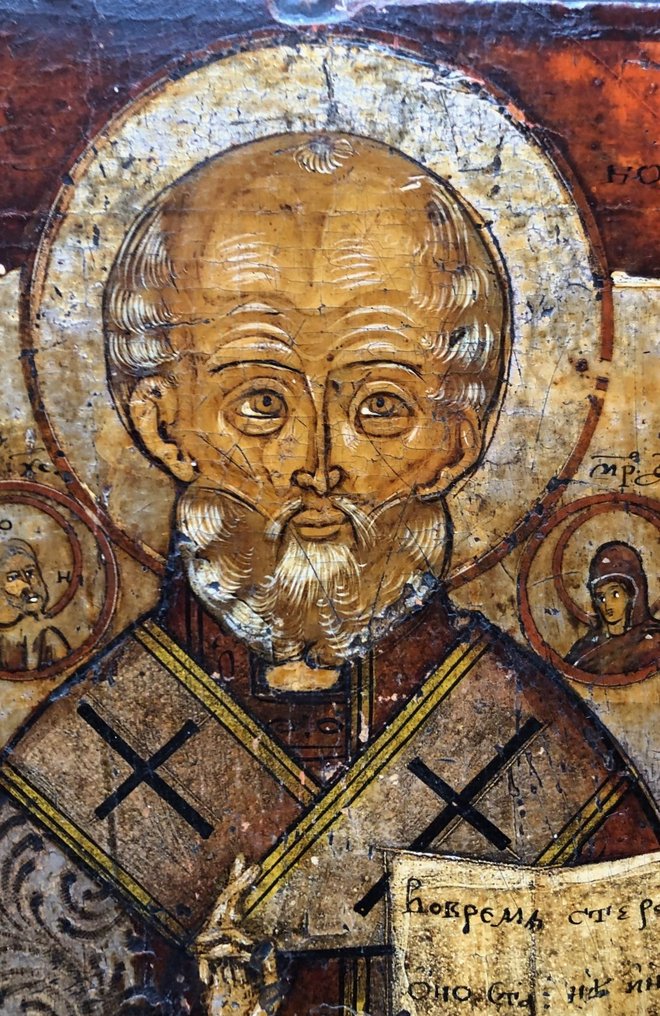 Icon - Saint Nicholas, 18 th C,  27 x 22 - Wood #3.2