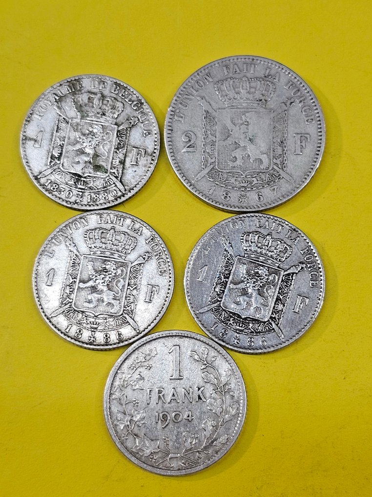 比利時. 9 stuks zilver 1867 - 1904  (沒有保留價) #3.2