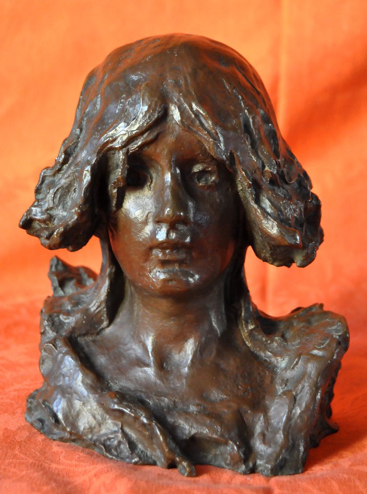 Hector Joseph LEMAIRE (1846-1933) - Γλυπτό, " jeune femme/ Sarah BERNHARDT? " ART NOUVEAU - 15.5 cm - ΧΑΛΚΑΣ #2.1