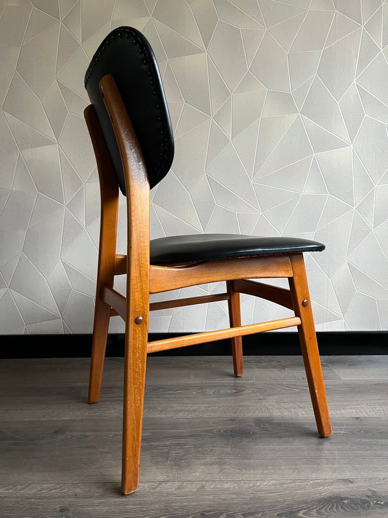 Stol - Trä, Syntetiskt läder - Beukenhout - Vintage #3.2