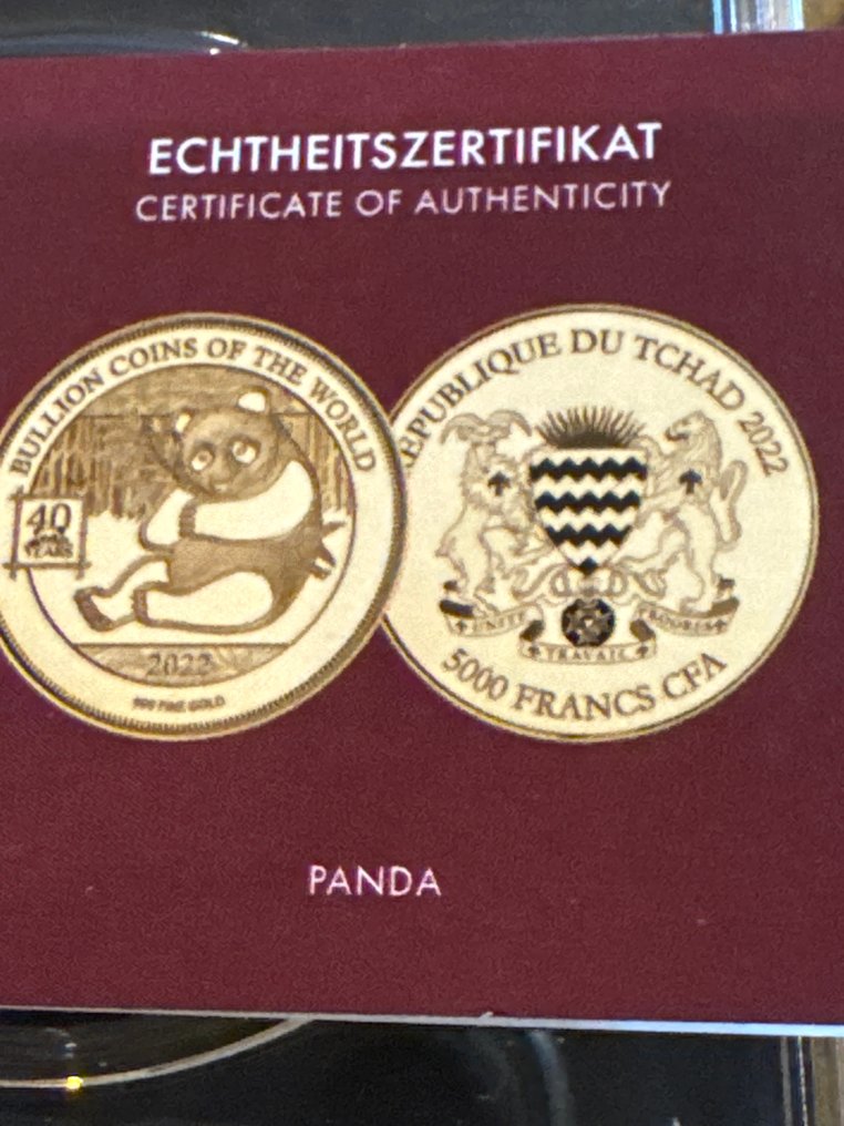 Chad. 5000 Francs 2022 Panda  1/200 Oz (.999) mit CoA  (No reserve price) #3.2