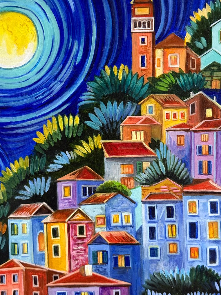 Giuseppe Longo (XX-XXI) - Notte Stellata e Luci del Borgo #3.2