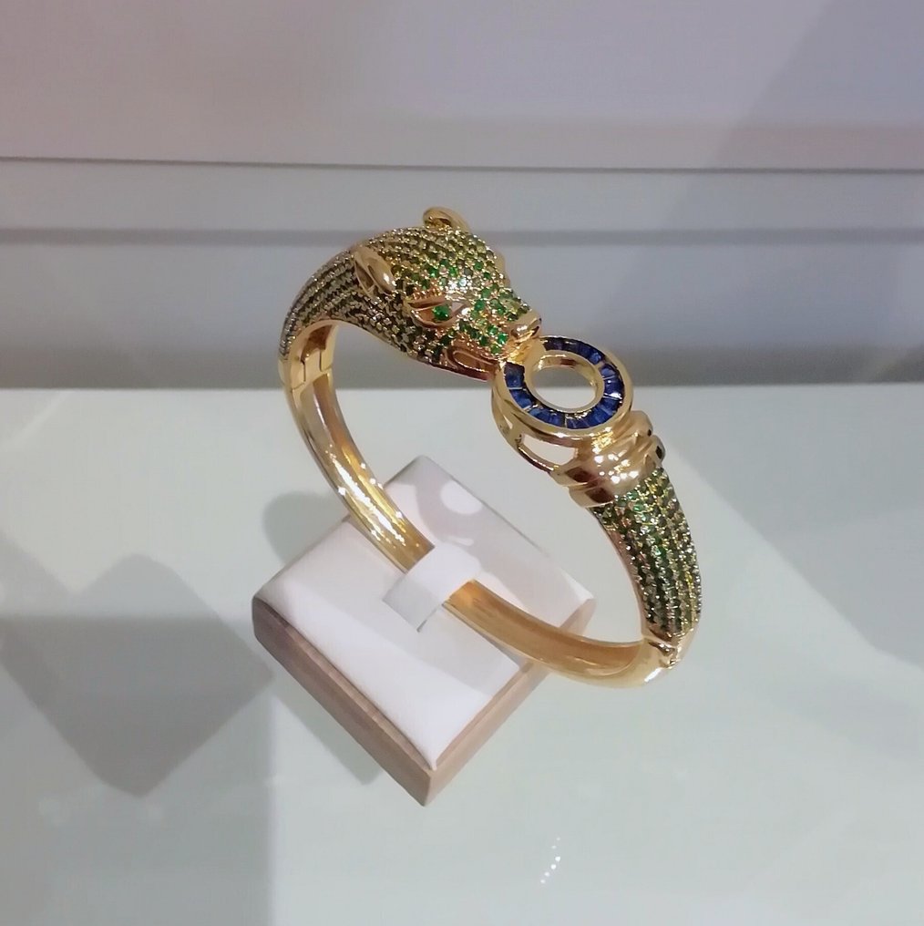 卡地亚灵感之豹,施华洛世奇水晶手链 - 手镯 - Esmeralda, Zafiro #1.0