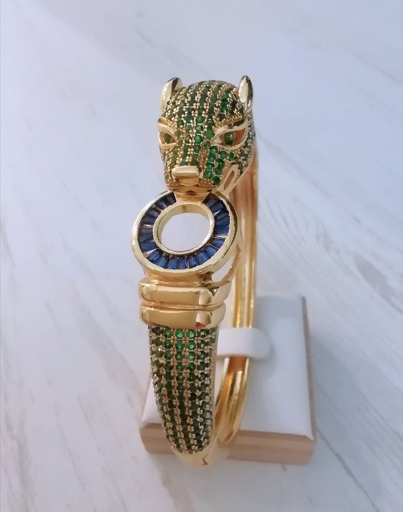 卡地亚灵感之豹,施华洛世奇水晶手链 - 手镯 - Esmeralda, Zafiro #2.1