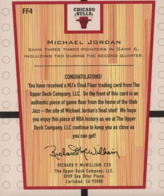 Chicago Bulls - NBA - Michael Jordan - Pezzo di pavimento in legno usato in partita - PSA 5 #3.2