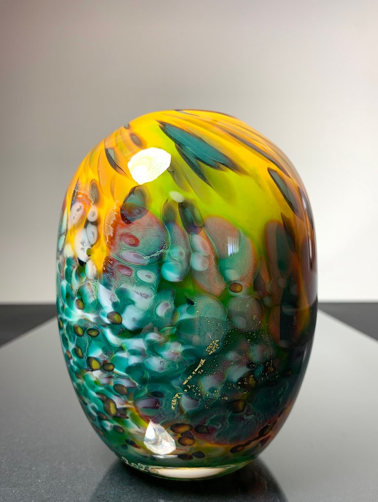 Maxence Parot - 花瓶 -  独特颜色的欧泊色和金色花瓶  - 玻璃 #3.2