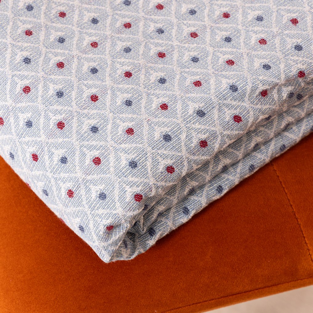 High-Quality Gobelin Fabric – Blue with Red and Blue Dots - Upholstery fabric  - 270 cm - 280 cm #1.0