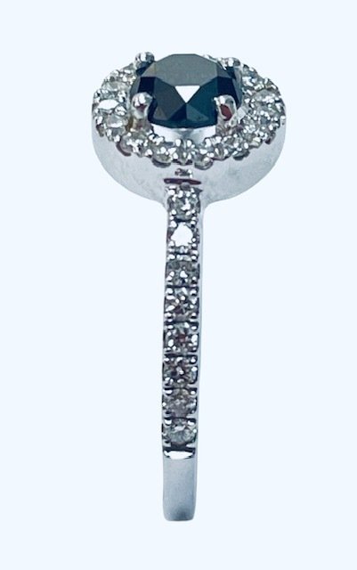 Δαχτυλίδι - 18 καράτια Λευκός χρυσός - 0.87ct. tw. Μαύρο Διαμάντι (Επεξεργασμένου χρώματος) - Διαμάντι #2.1