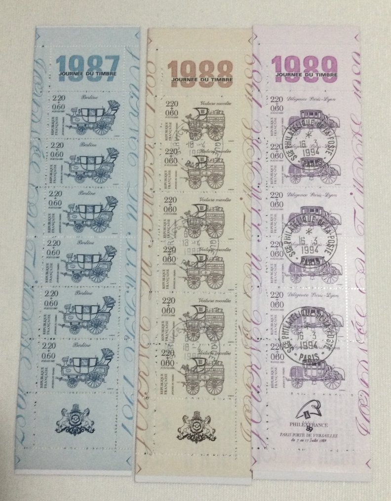 France  - 34 new and serially stamped commemorative carnet for stamp day and in support of the #1.0