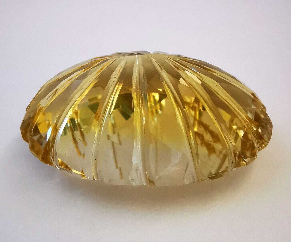 没有保留价 黄水晶  - 90.37 ct - 安特卫普宝石检测实验室（ALGT） - 浅黄色棕色 ALG #3.2