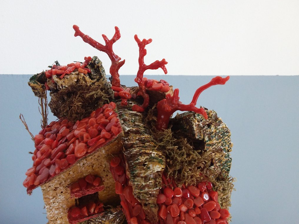 50厘米大型圣诞马槽，玻璃罩下 - 珊瑚, 玻璃, 木 - 2000-2010 #3.2