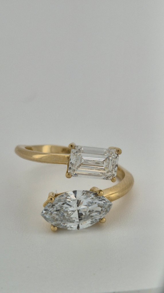 Gyűrű - 14 kt. Sárga arany - 2.60ct. tw. Gyémánt (Laboratóriumban előállított) #1.0