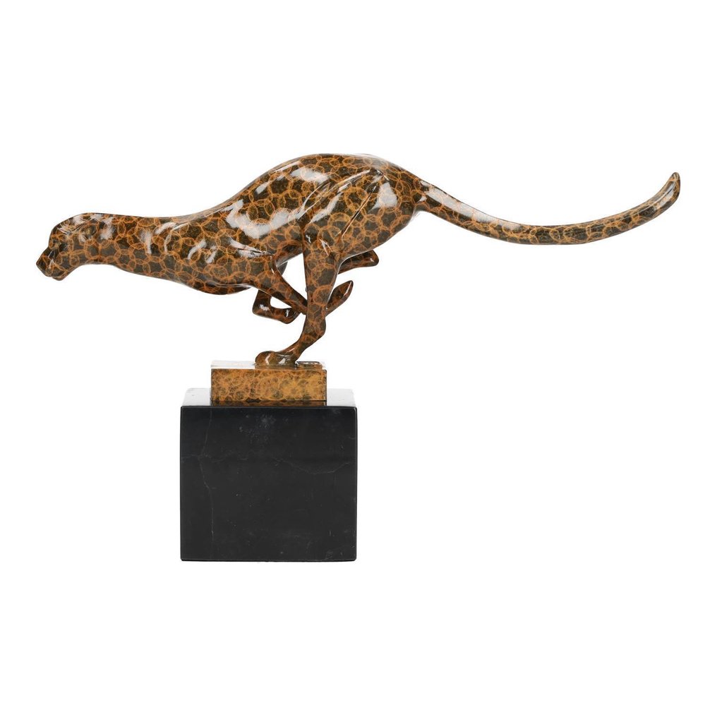 Szobrocska - Running leopard - Bronz, Márvány #2.1