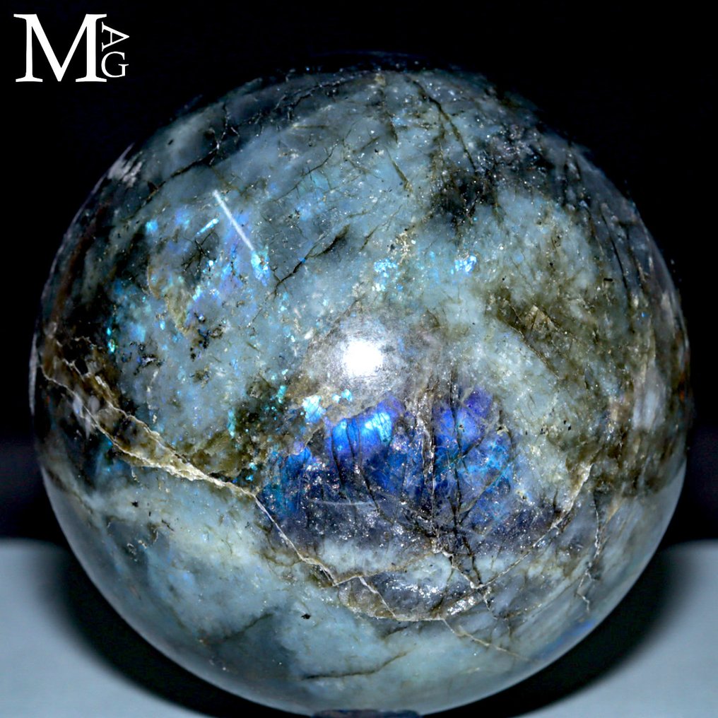 Flash Labradorite Crystals Labradorite Sphere - Height: 116 mm - Width: 116 mm- 2352 g #1.0