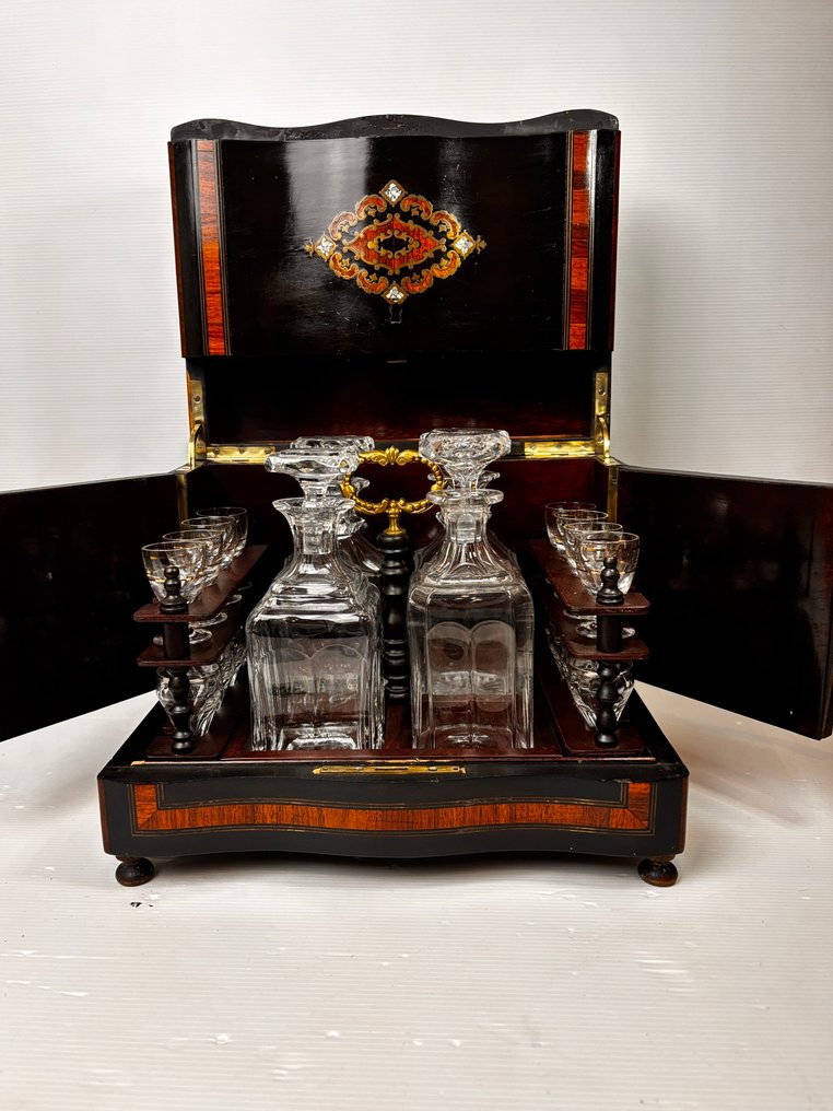 Barschrank - Veröltes Birkenholz - Rosenholz - Perlmutt #1.0