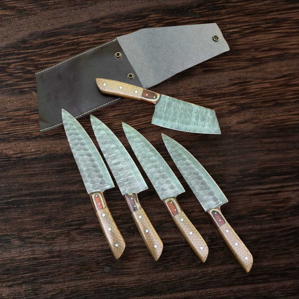 Kitchen knife - Chef's knife -  Hand crafted kitchen knife - Rosewood - Italy - With Leather pouch #2.1