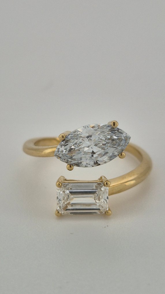 Gyűrű - 14 kt. Sárga arany - 2.60ct. tw. Gyémánt (Laboratóriumban előállított) #1.0