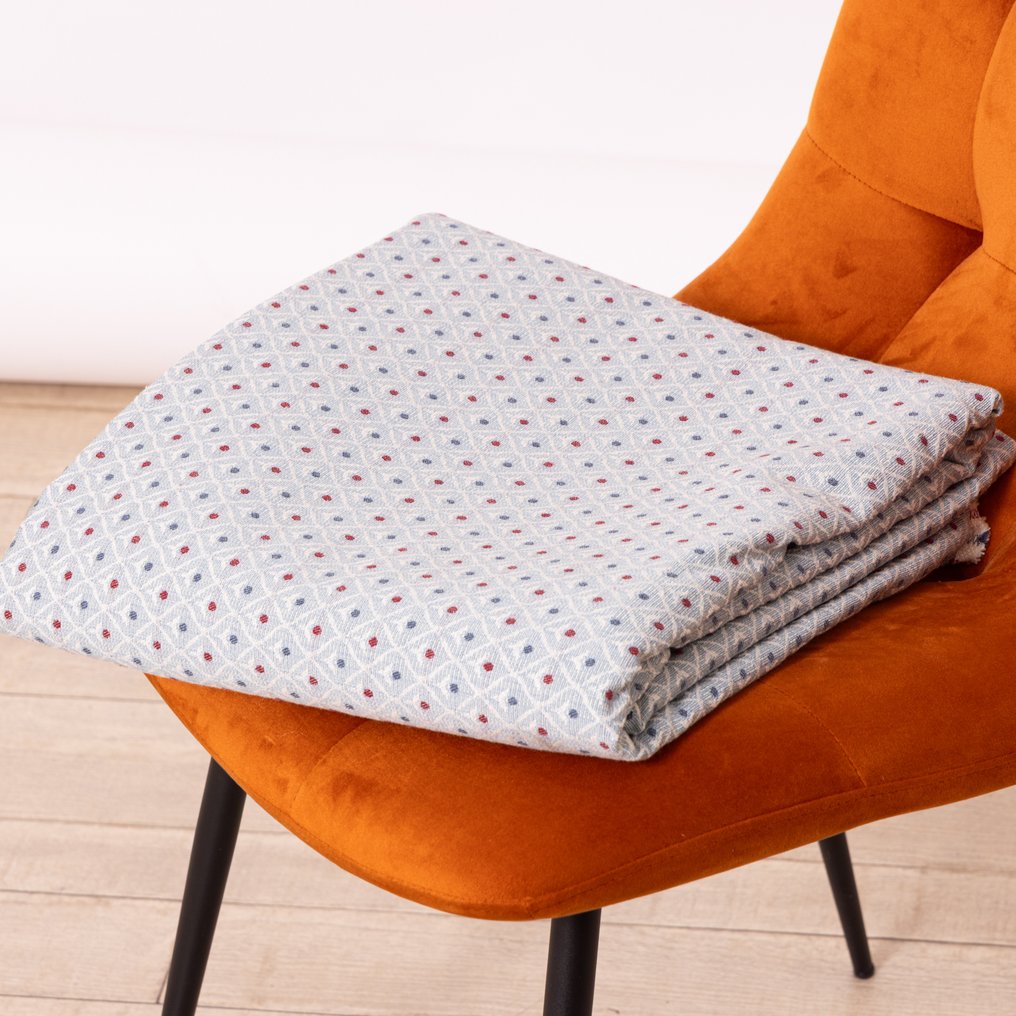 High-Quality Gobelin Fabric – Blue with Red and Blue Dots - Upholstery fabric  - 270 cm - 280 cm #4.3