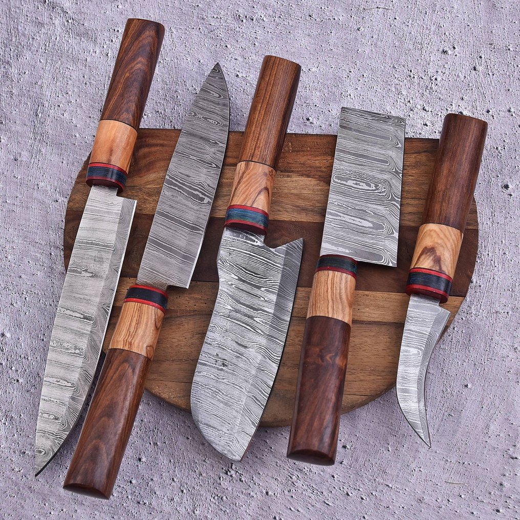 廚刀 - Chef's knife - 折叠钢、橄榄木和木 - 北美 #3.2