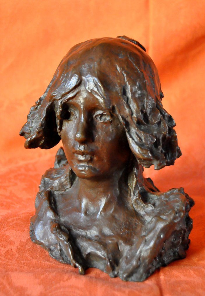 Hector Joseph LEMAIRE (1846-1933) - Γλυπτό, " jeune femme/ Sarah BERNHARDT? " ART NOUVEAU - 15.5 cm - ΧΑΛΚΑΣ #1.0