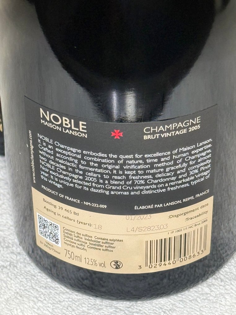 2005 Maison Lanson, Noble - Champagne Brut, Vintage - 5 Bottles (0.75L) #2.1