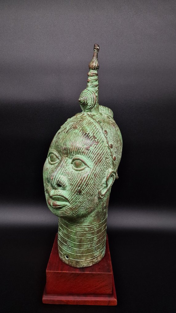 Υπέροχο κεφάλι OBA από μπρούντζο - Ύψος 43 - beni-edo - Νιγηρία (χωρίς τιμή ασφαλείας) #1.0