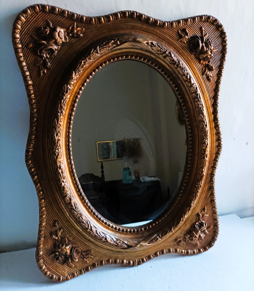 镜子  - 木头和玻璃 - 雕刻木质相框 #2.1