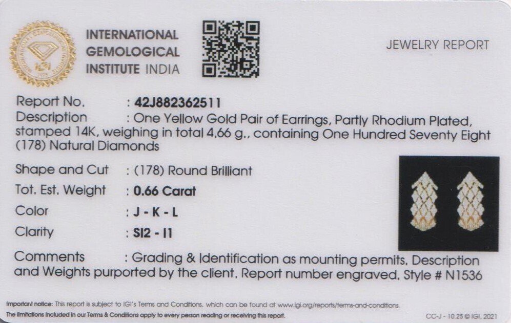 χωρίς τιμή ασφαλείας - Σκουλαρίκια Huggie - 14 καράτια Κίτρινο χρυσό -  0.66ct. tw. Διαμάντι (Φυσικό) - Χρυσά Διαμαντένια Σκουλαρίκια #2.1