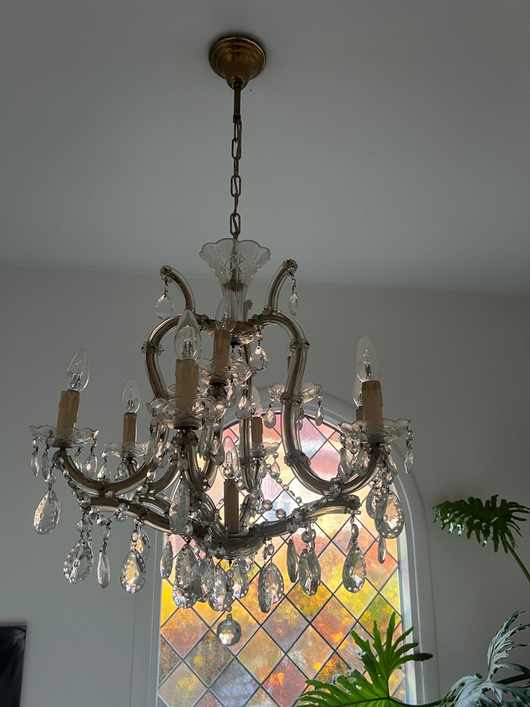 枝形吊灯 - 水晶, 黄铜 - 吊灯 6 玻璃臂 #4.3