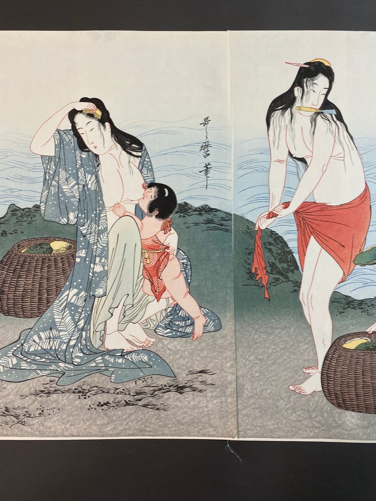 Awabi tori (Awabitori Abalone Divers) 鮑取海女之圖 - Kitagawa Utamaro - Japonia #4.3