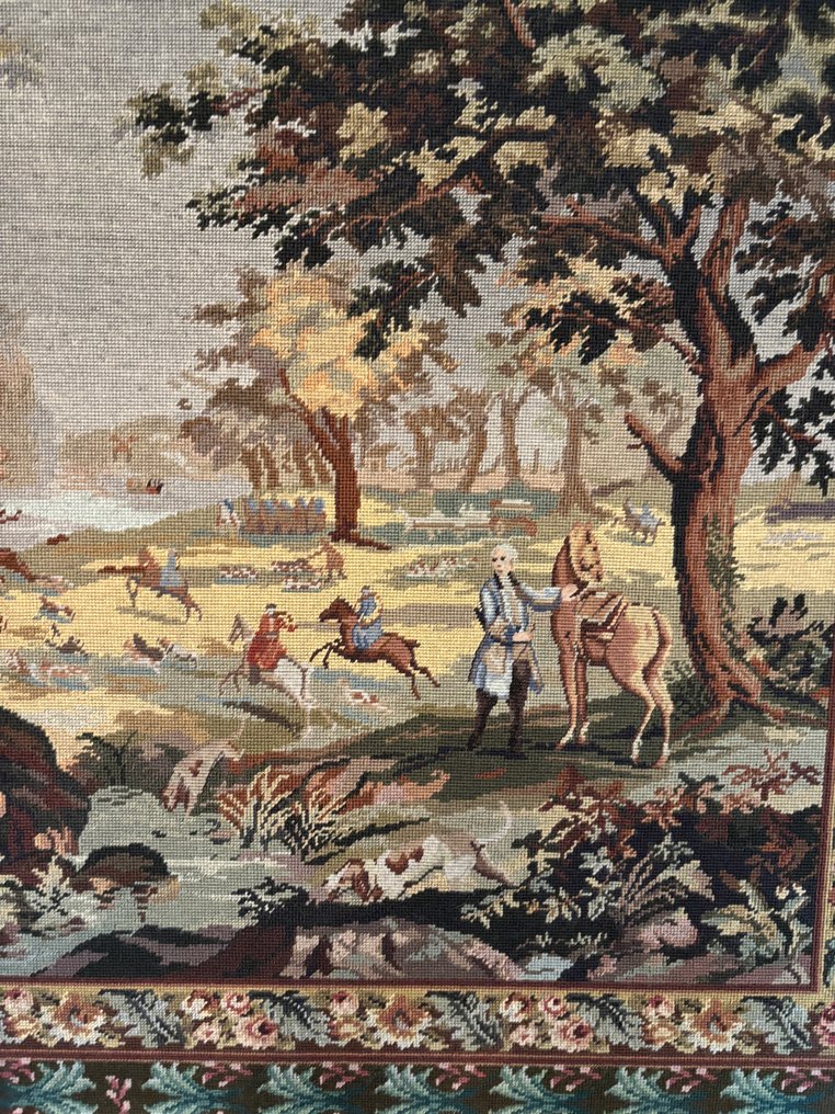 繡帷  - 110 cm - 145 cm - 骑马狩猎场景 #2.1