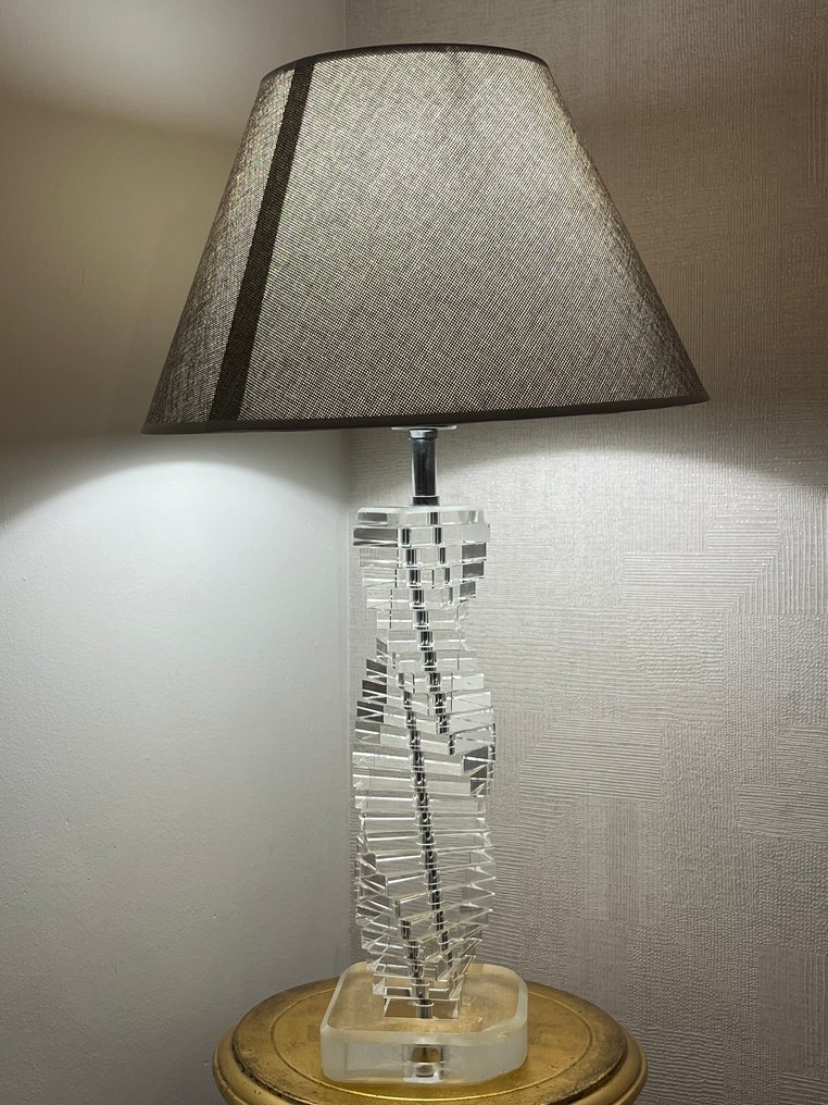 Tischlampe - Glas, Metall, Stoff #1.0