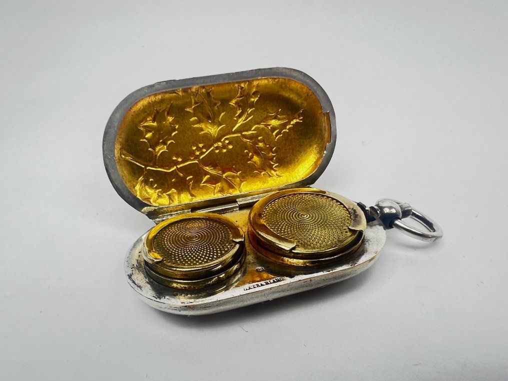 P P - 盒 - 双重铸币持有者 苏维恩斯 和 拿破仑金币 - 鍍銀, 鍍金 - Chatelaine Belle Epoque #1.0