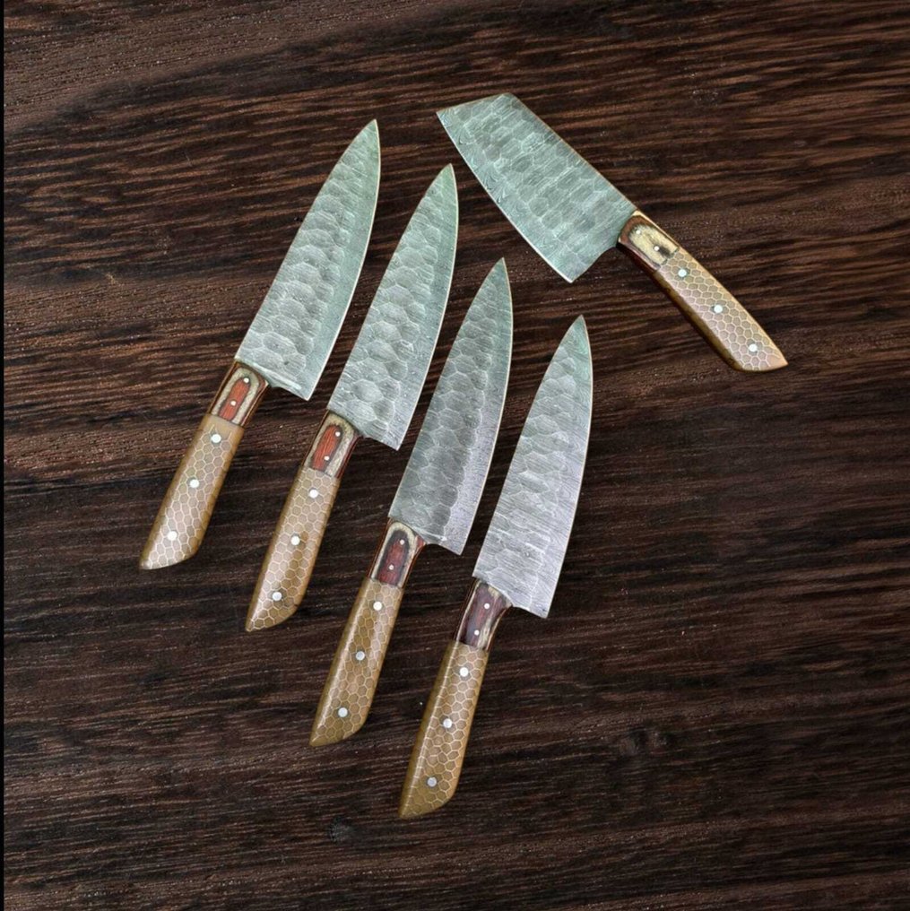 Kitchen knife - Chef's knife -  Hand crafted kitchen knife - Rosewood - Italy - With Leather pouch #1.0