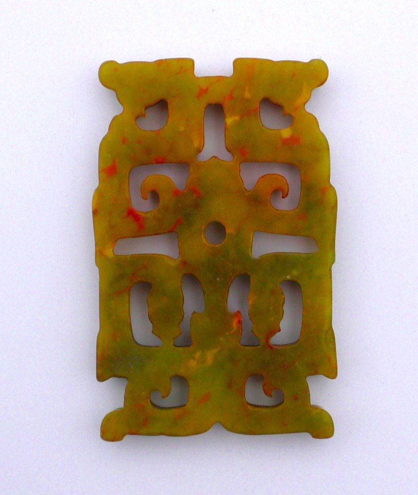 Duble Draak en Slangen Nefriet Amulet antic norocos - Obiect de colecție - Amuletă #3.2