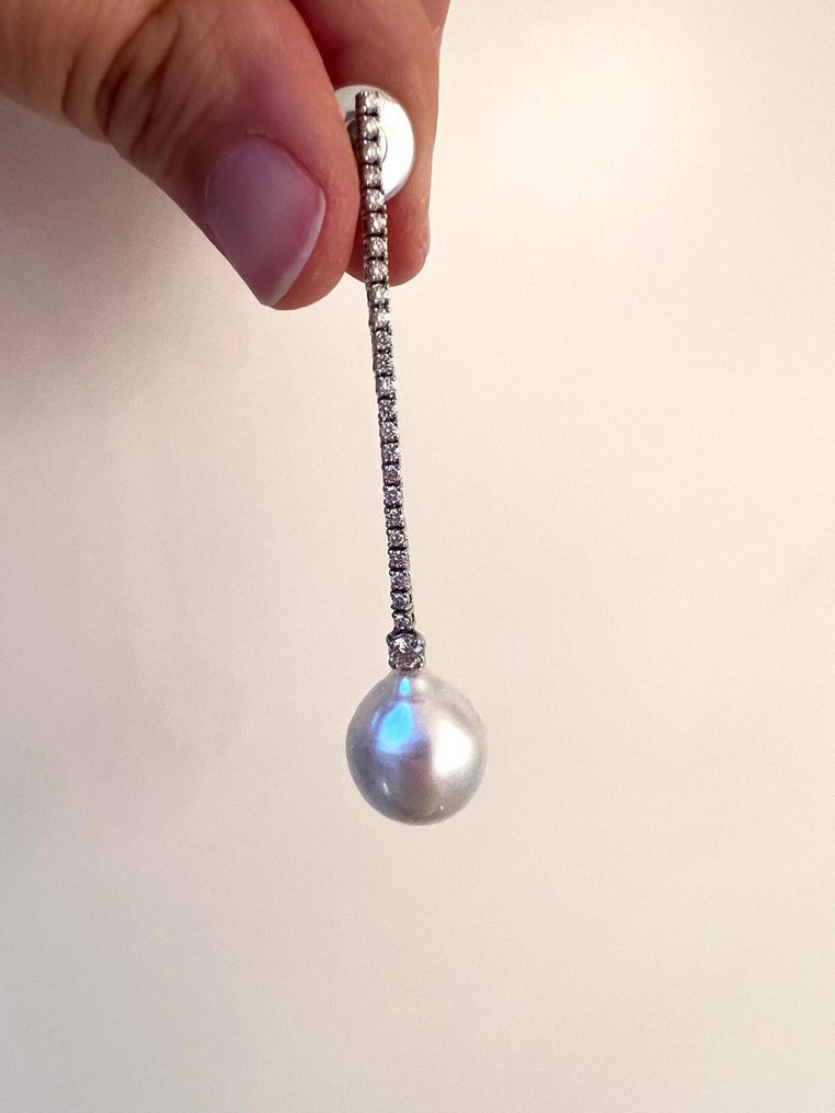 耳环 - 18K包金 白金 珍珠 - 钻石 #2.1