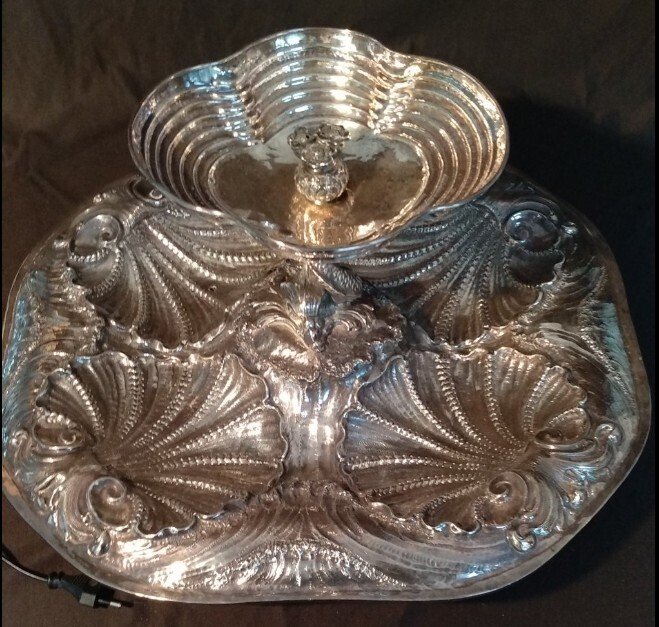 餐桌中央装饰 - 银 - 镌刻的 Fontana Portaostriche #1.0