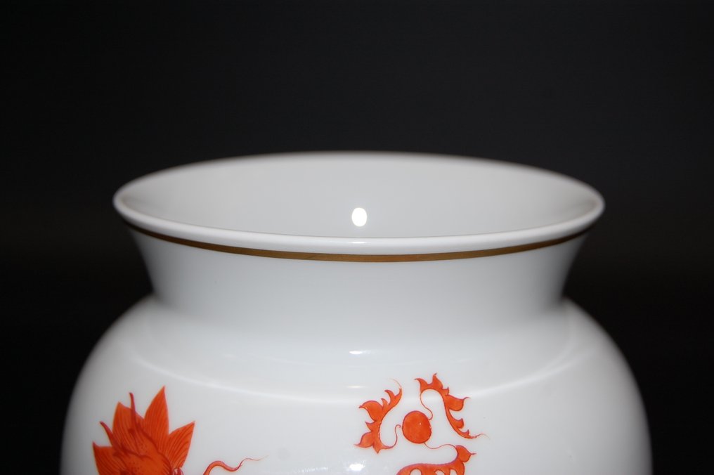 Meissen - 花瓶  - 瓷 - 红色的龙 #4.3