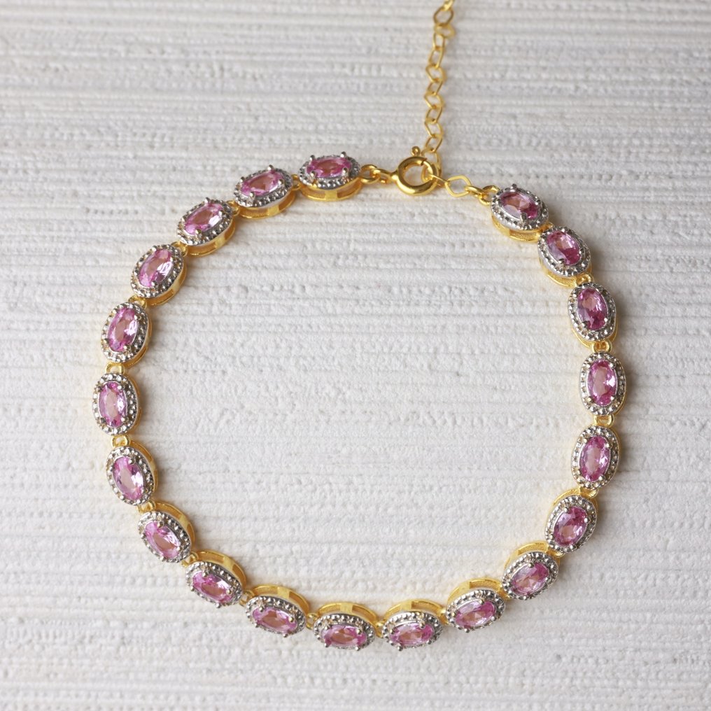 沒有保留價 - 手鈪 銀 -  7.92ct. tw. 藍寶石 - 复古灵感 #4.3