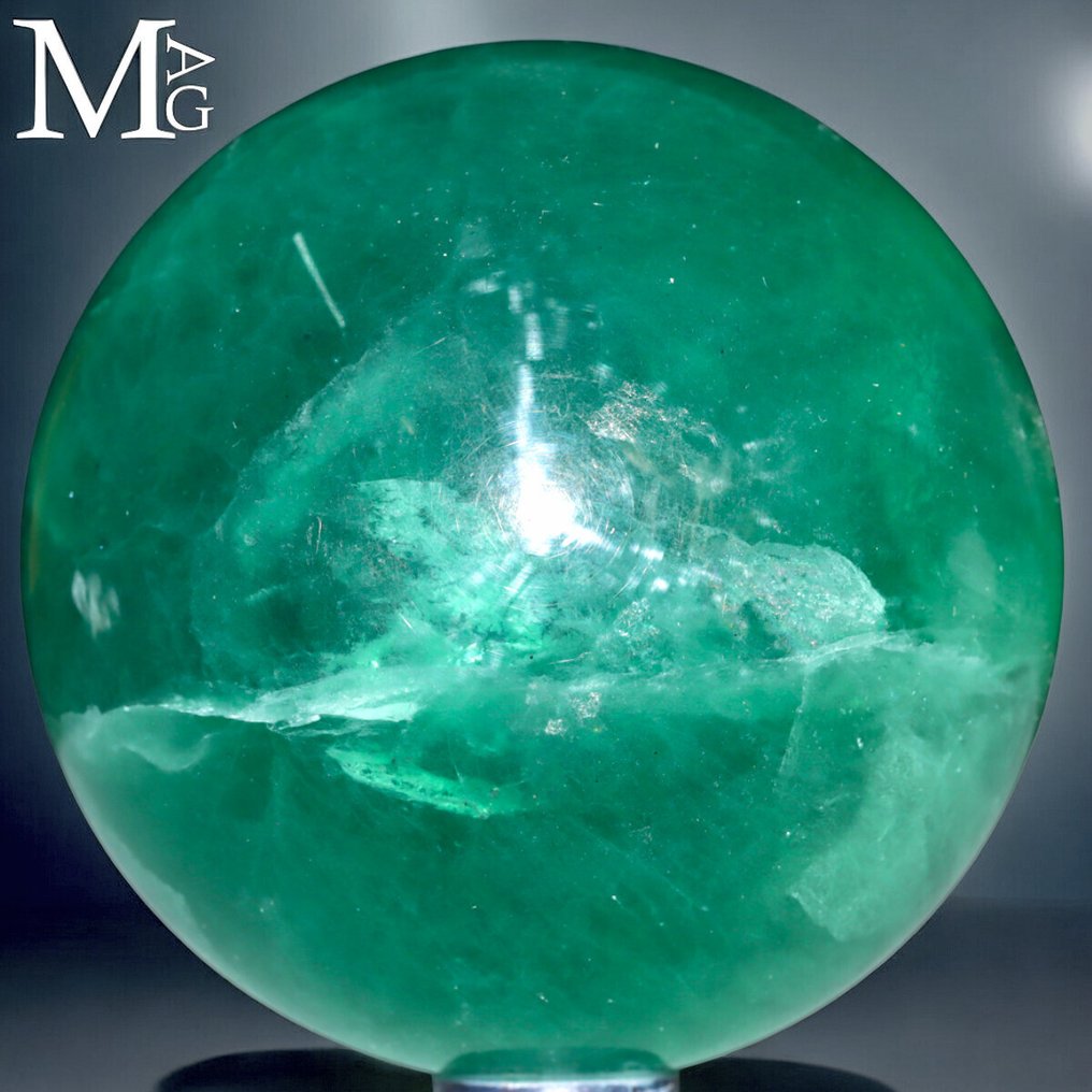 天然绿色萤石水晶 大型雕刻绿色萤石球体 - 高度: 86 mm - 宽度: 86 mm- 1110 g #3.2