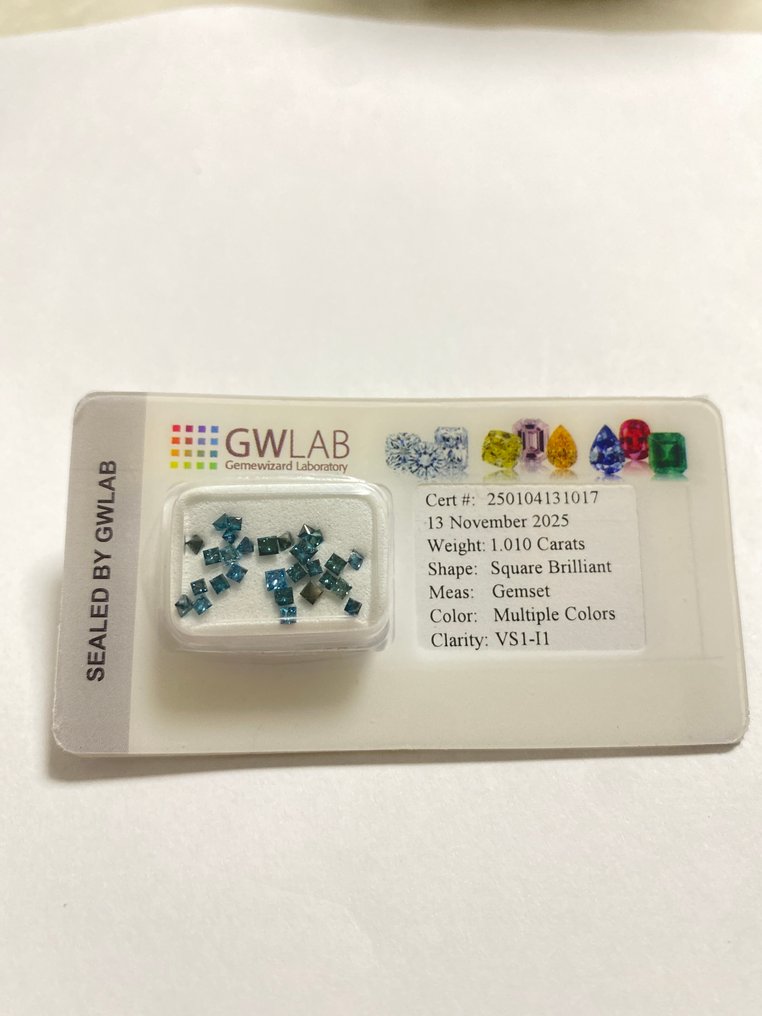 没有保留价 - 28 pcs 钻石 (经彩色处理) - 1.01 ct - 方形 - VS1 轻微内含一级, I1 内含一级 - Gemewizard宝石实验室(GWLab) #1.0