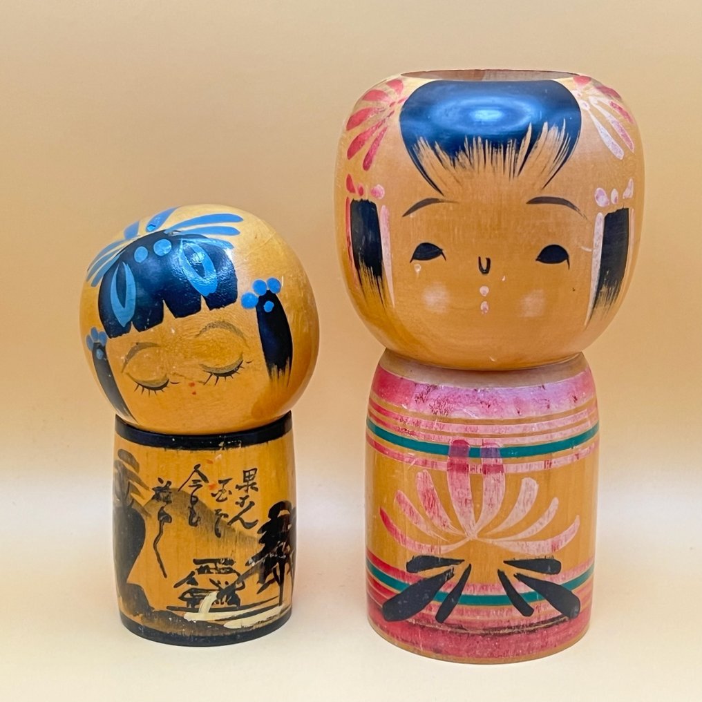 一对复古创意小木偶——其中一对带隐藏存储 - 木 - 日本 - 昭和年代(1926-1989) #1.0