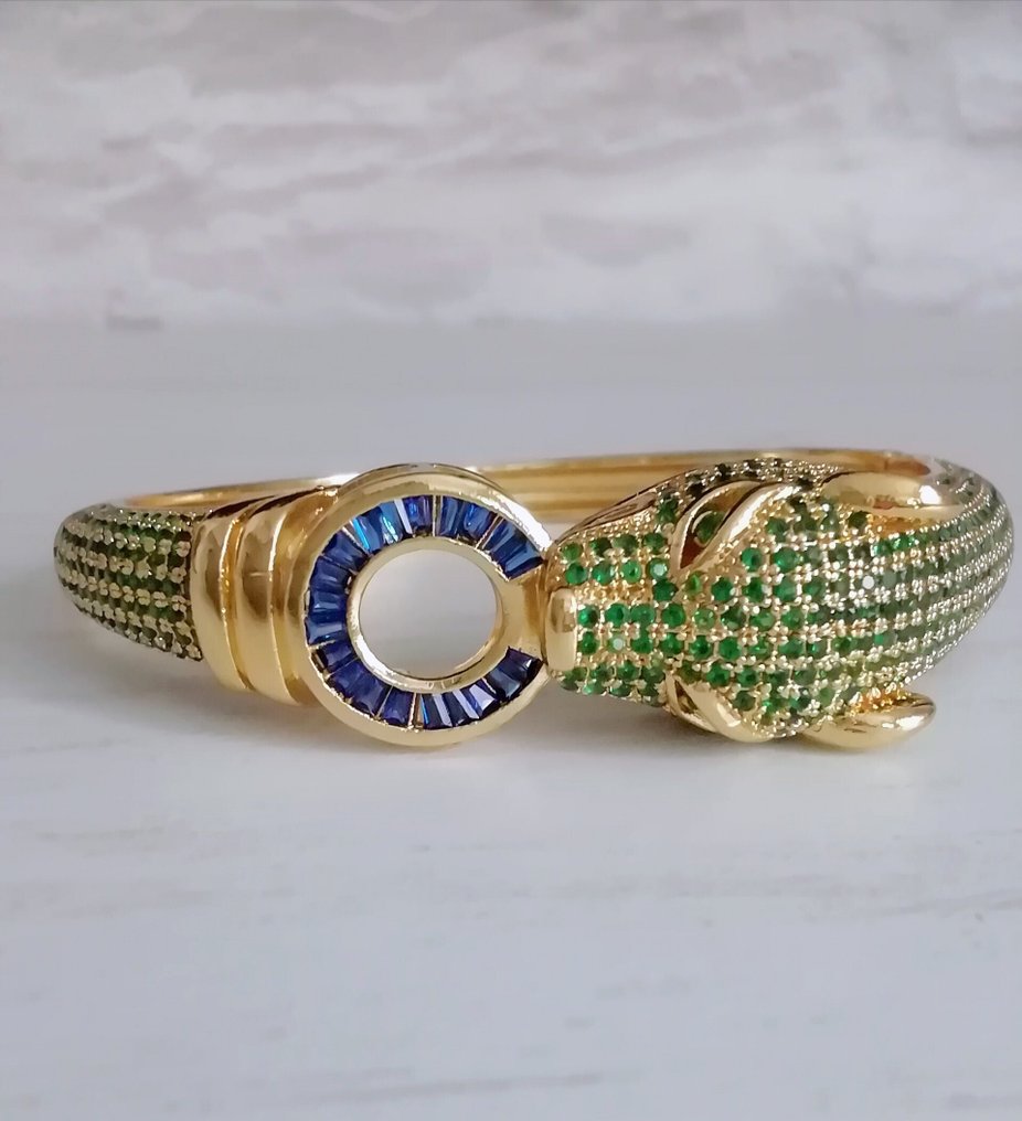 卡地亚灵感之豹,施华洛世奇水晶手链 - 手镯 - Esmeralda, Zafiro #4.3