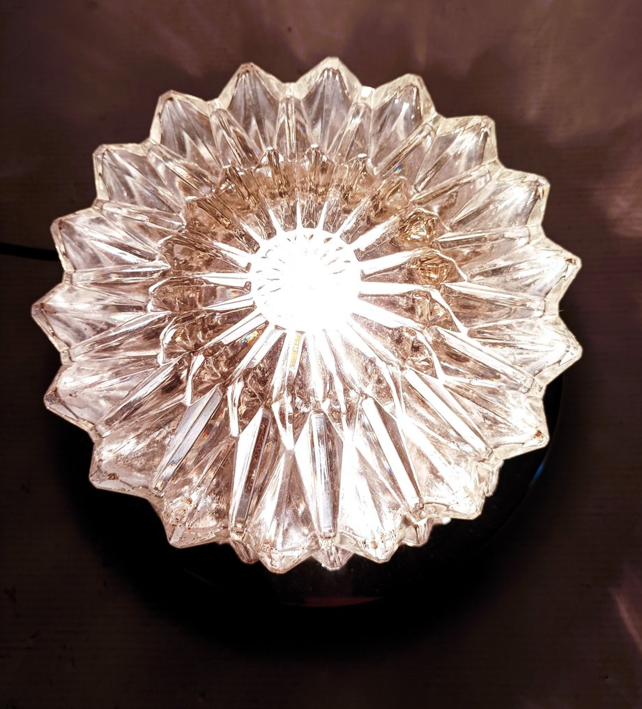 吸顶灯 - 水晶和镀铬钢 - 雕刻玻璃天花板灯 #2.1