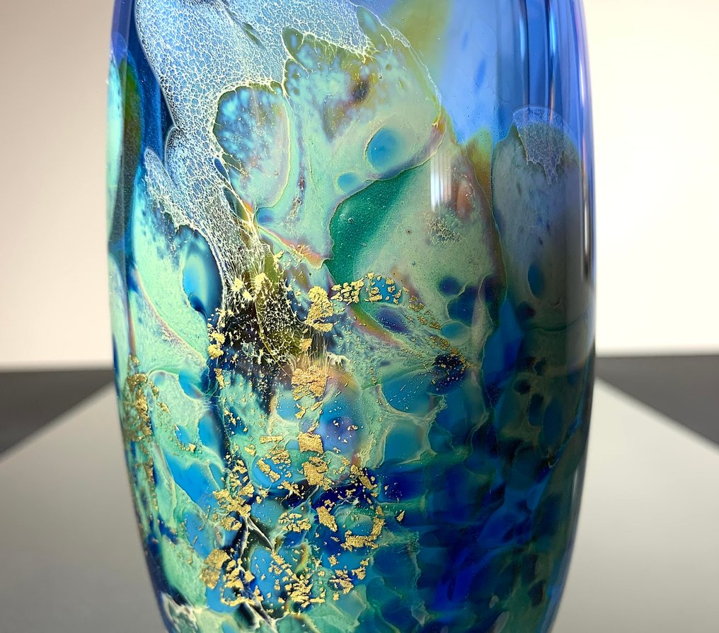 Maxence Parot - Vase - Vase with unique colors and gold. - Glass #3.2