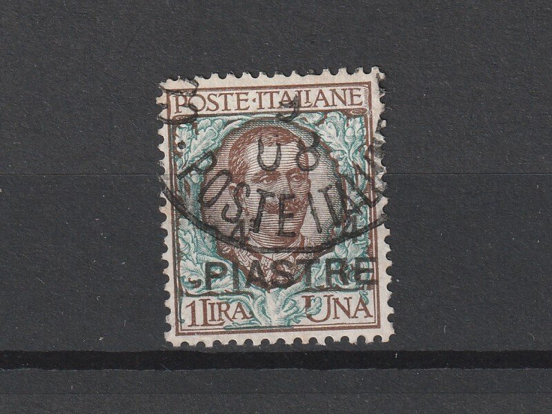 Λεβάντες (ιταλικά ταχυδρομεία από το 1874 έως το 1923) 1908 - Λεβάντε, Κωνσταντινούπολη 1908, Τέταρτη Έκδοση, 4π. επί λίρες 1, καφέ και πράσινο, χρησιμοποιημένο, - Sassone numero 18ca #1.0