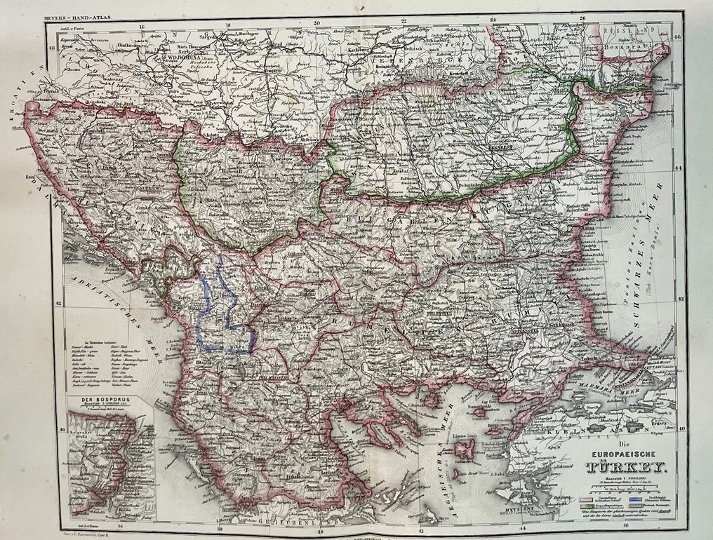 Balkan - Südosteuropa (Herzegowina, Montenegro, Albanien, Bulgarien, Serbien, Rumänien, Teile Griechenlands); Ludwig Ravenstein - Europaeische Türkey (European Turkey) - 1861-1880 #1.0