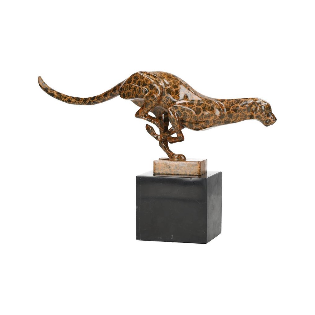 Szobrocska - Running leopard - Bronz, Márvány #1.0