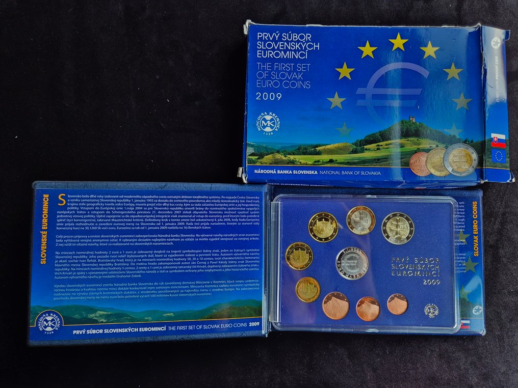 Eslováquia. Proof Set 2009 1 cent - 2 euro met zilveren penning  (Sem preço de reserva) #1.0