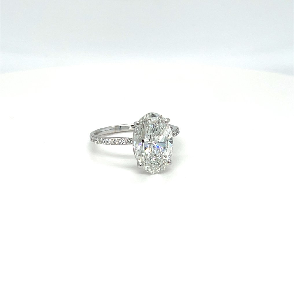 Zonder minimumprijs - Ring - 14 karaat Witgoud - 3.35ct. tw. Diamant (Lab-grown) - Diamant #1.0